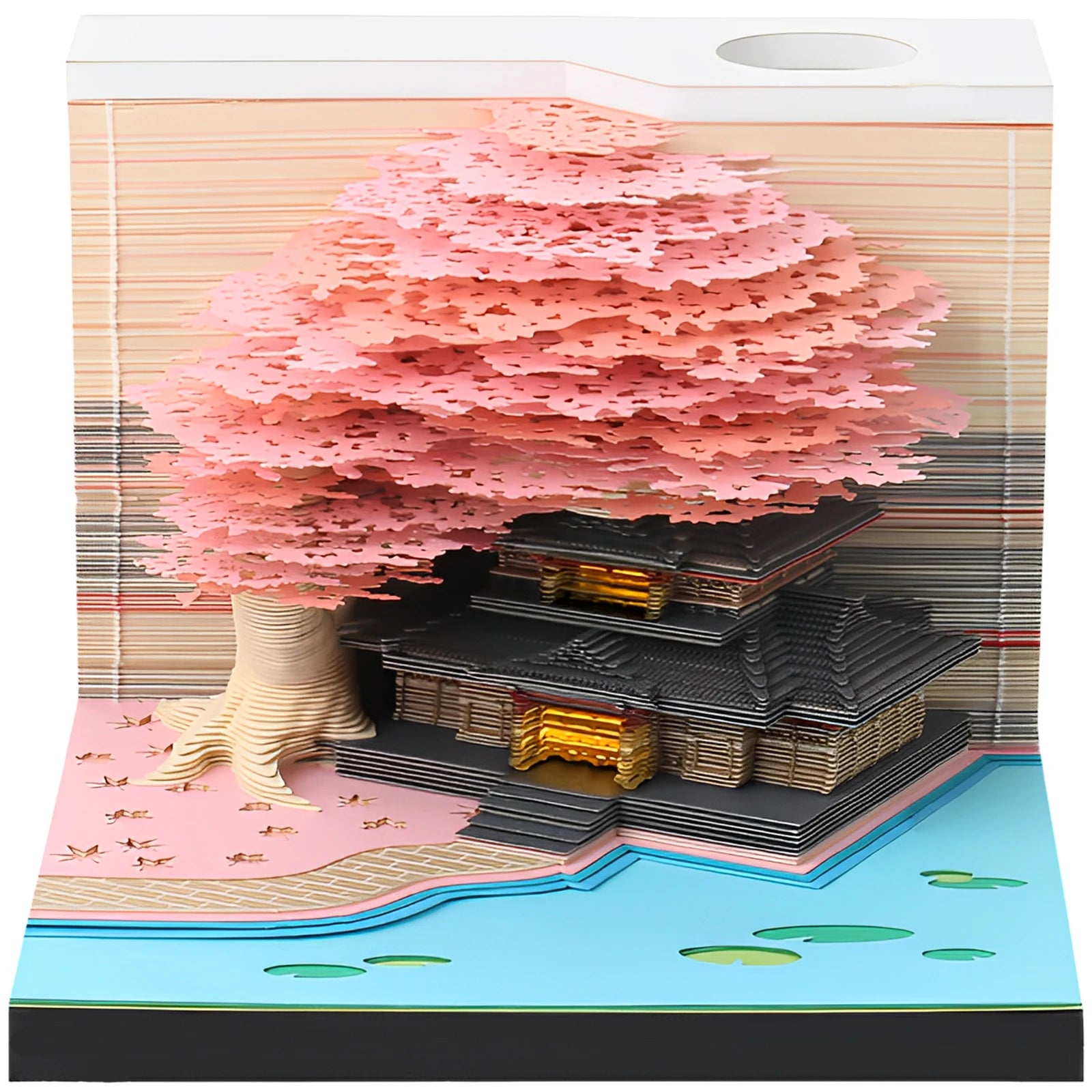 Calendrier 3D Arbre Sakura et Maison rose