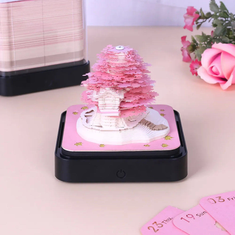 Calendrier 3D Arbre Sakura rose